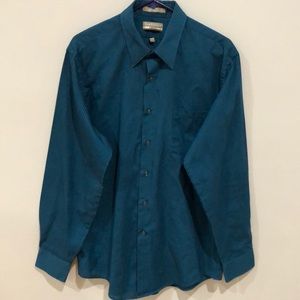 Van Heusen- Teal striped- button down shirt